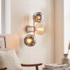 Moderne bolvormige wandlamp Koyoto met 3 glazen kappen in chroom, rookkleurig en amber