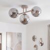 Moderne cluster-plafondlamp Gastor met drie rookglazen bollen in lijnopstelling