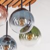 Moderne cluster-plafondlamp Gastor met houten lamellenplaat, voor de eettafel