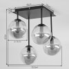 Moderne Cluster-plafondlamp Gastor met 4 glazen bollen in chroom, rook en helder