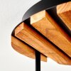 Moderne Cluster-plafondlamp Gastor met natuurlijke houten lamellen en 5 rookglazen bollen