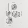 Moderne wandlamp Koyoto met drie ronde bollen in amber en helder, in clusteropstelling
