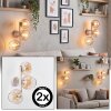 Retro-wandlamp Koyoto met 3 bolvormige glaskappen in amber en helder, 2-delige set