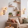 Moderne wandlamp Koyoto, 2-delige set met drie rookkleurige glazen bollen, amber en helder