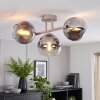 Moderne Cluster-plafondlamp Koyoto met drie glazen bollen in chroom, rook en helder