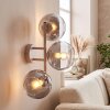Moderne wandlamp Koyoto met drie ronde rook- en heldere glazen bollen