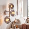 Moderne wandlamp Koyoto met drie ronde rook- en heldere glazen bollen