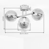Moderne plafondlamp Gastor met drie rook- en heldere glazen bollen in clusteropstelling