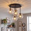 Moderne Cluster-plafondlamp Koyoto met 4 heldere glazen bollen voor de eettafel