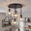 Moderne Cluster-plafondlamp Koyoto met 4 heldere glazen bollen voor de eettafel