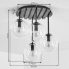 Cluster-plafondlamp Gastor met 4 rookglazen bollen, moderne houten lamellenplaat