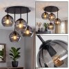 Moderne cluster-plafondlamp Koyoto met 4 ronde rookkleurige glazen bollen