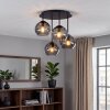 Moderne cluster-plafondlamp Koyoto met 4 ronde rookkleurige glazen bollen