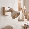 Boho wandlamp Orny, houten wandplaat in natuurlijke kleuren, draaibare lampkop