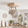 Scandinavische plafondspot Herford met houten plafondplaat en draaibare spotkop