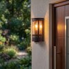 Entree-wandlamp Lauvdal met cilindrische heldere schermen en bewegingssensor, E27