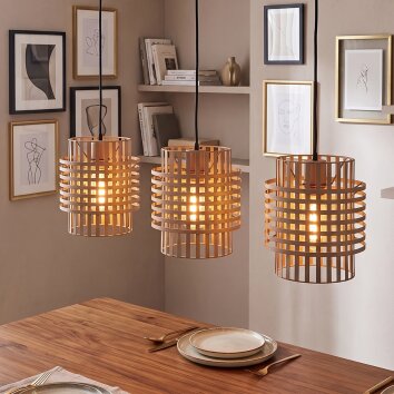 Hanglamp Lomir, kooikappen met rasterstructuur, voor de eettafel, montageverstelbaar