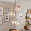 Hanglamp Gastor, drie heldere glazen bollen, E27, zandkleurig, verstelbaar bij montage
