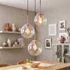 Hanglamp Gastor, drie heldere glazen bollen, E27, zandkleurig, verstelbaar bij montage