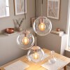 Hanglamp Gastor met drie ronde glazen kappen, hoogteverstelbaar bij montage voor de eettafel