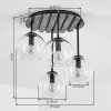 Cluster-plafondlamp Koyoto met houten lamellen en blauwe glazen bollen