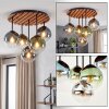 Moderne cluster-plafondlamp Gastor met 5 glazen bollen in blauw en groen