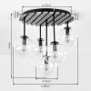 Boho cluster-plafondlamp Gastor met houten lamellenplaat en 5 glazen bollen