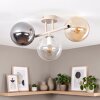 Moderne Cluster-plafondlamp Gastor met drie glazen bollen in amber, rookkleurig en helder
