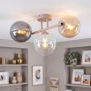 Moderne Cluster-plafondlamp Gastor met drie glazen bollen in amber, rookkleurig en helder