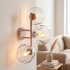 Moderne zandkleurige wandlamp Ripoll met drie heldere glazen bollen