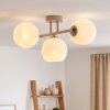 Moderne bolvormige plafondlamp Ripoll met 3 witte glazen kappen in lineaire opstelling, E14