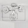 Moderne bolvormige plafondlamp Ripoll met 3 witte glazen kappen in lineaire opstelling, E14