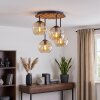 Boho cluster-plafondlamp Koyoto met 4 ronde amberkleurige glazen bollen