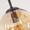 Boho cluster-plafondlamp Koyoto met 4 ronde amberkleurige glazen bollen