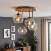 Moderne Cluster-plafondlamp Koyoto met 4 glazen bolschermen in rook, amber en helder glas