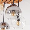 Moderne Cluster-plafondlamp Koyoto met 4 glazen bolschermen in rook, amber en helder glas