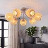 Cluster-plafondlamp Basto met 7 gevlochten bamboekappen in natuurlijke tinten