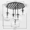 Moderne houten plafondlamp Koyoto met 5 glazen bollen in blauw, groen en koperkleurig glas
