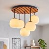 Scandinavische Cluster-plafondlamp Koyoto met ronde houten lamellenplaat