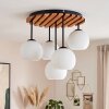 Scandinavische Cluster-plafondlamp Koyoto met ronde houten lamellenplaat