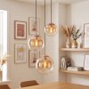 Cluster-hanglamp Gastor met 3 glazen bollen in amber en helder, voor de eettafel