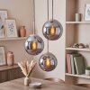 Moderne Cluster-hanglamp Gastor met drie ronde rookglazen kappen voor de eettafel