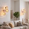 Retro wandlamp Koyoto, 2-delige set met drie geribbelde amberkleurige glazen bollen