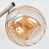 Retro wandlamp Koyoto, 2-delige set met drie geribbelde amberkleurige glazen bollen