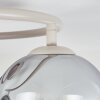 Zandkleurige plafondlamp Koyoto met drie ronde glazen kappen in clusteropstelling