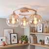 Moderne plafondlamp Koyoto met drie glazen bolkappen in amber en helder