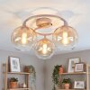 Moderne plafondlamp Koyoto met drie glazen bolkappen in amber en helder