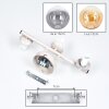 Zandkleurige moderne wandlamp Gastor, 2-delige set met drie glazen bollen naast de spiegel