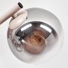 Zandkleurige moderne wandlamp Gastor, 2-delige set met drie glazen bollen naast de spiegel