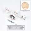 3-lichts wandlamp Basto in zandkleur, 2-delige set met ronde gevlochten bamboekappen